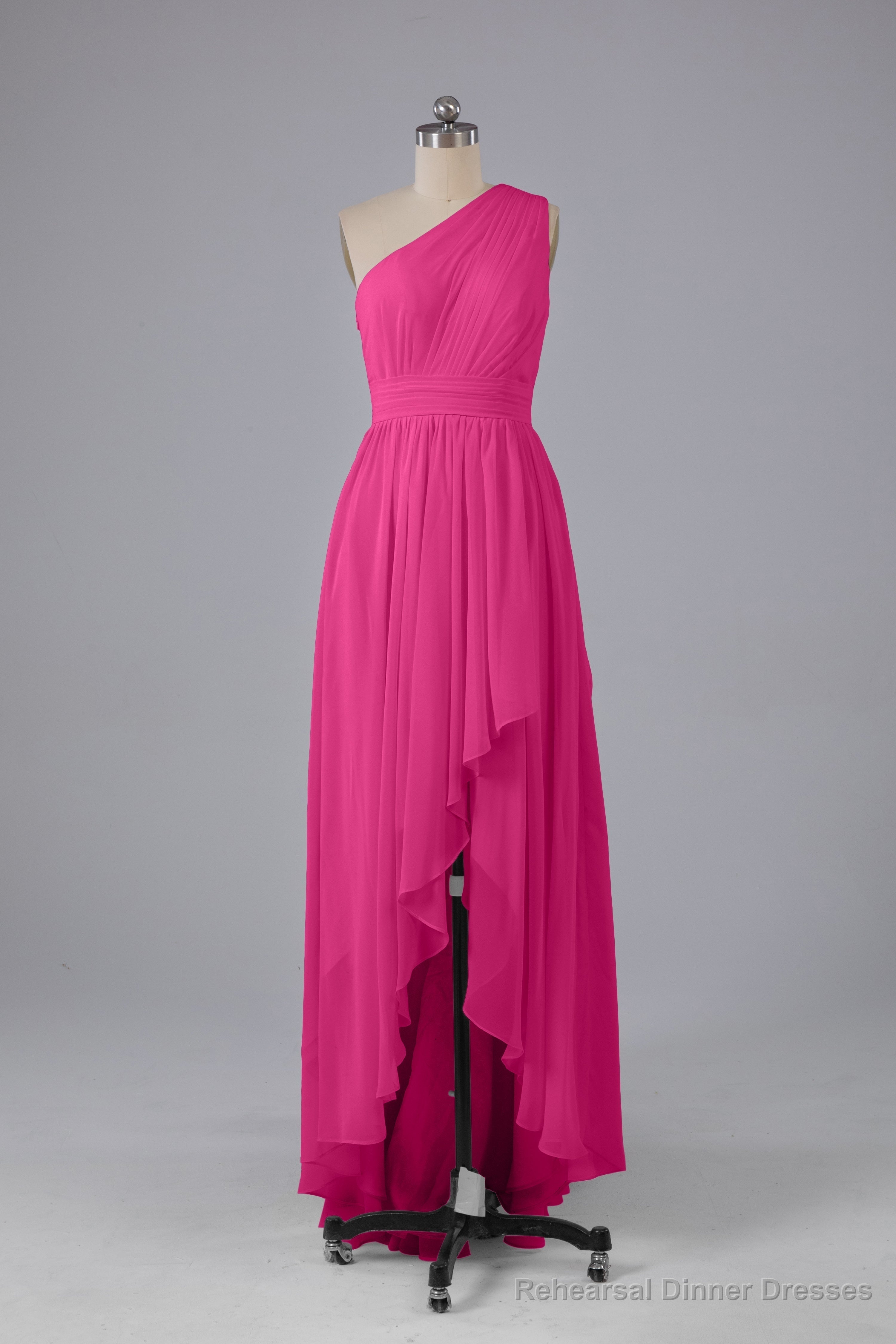 High Low One Shoulder Chiffon Bridesmaid Dresses Main image