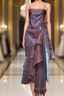 Spaghetti Straps Purple Mermaid Vintage Ruffled Evening Prom Dress