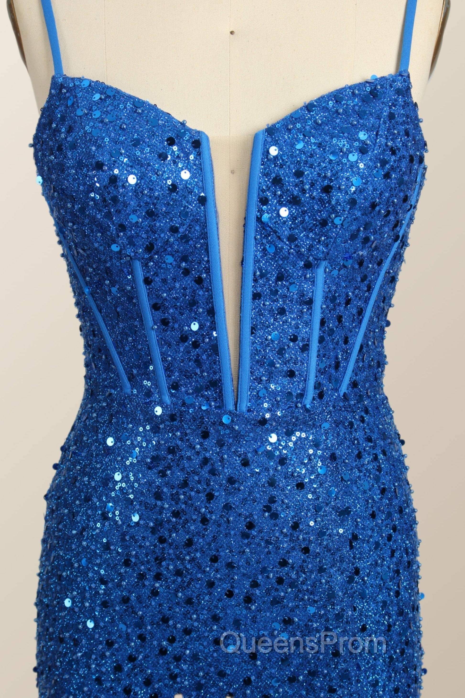 Royal Blue Sequin Mermaid Long Evening Prom Dress