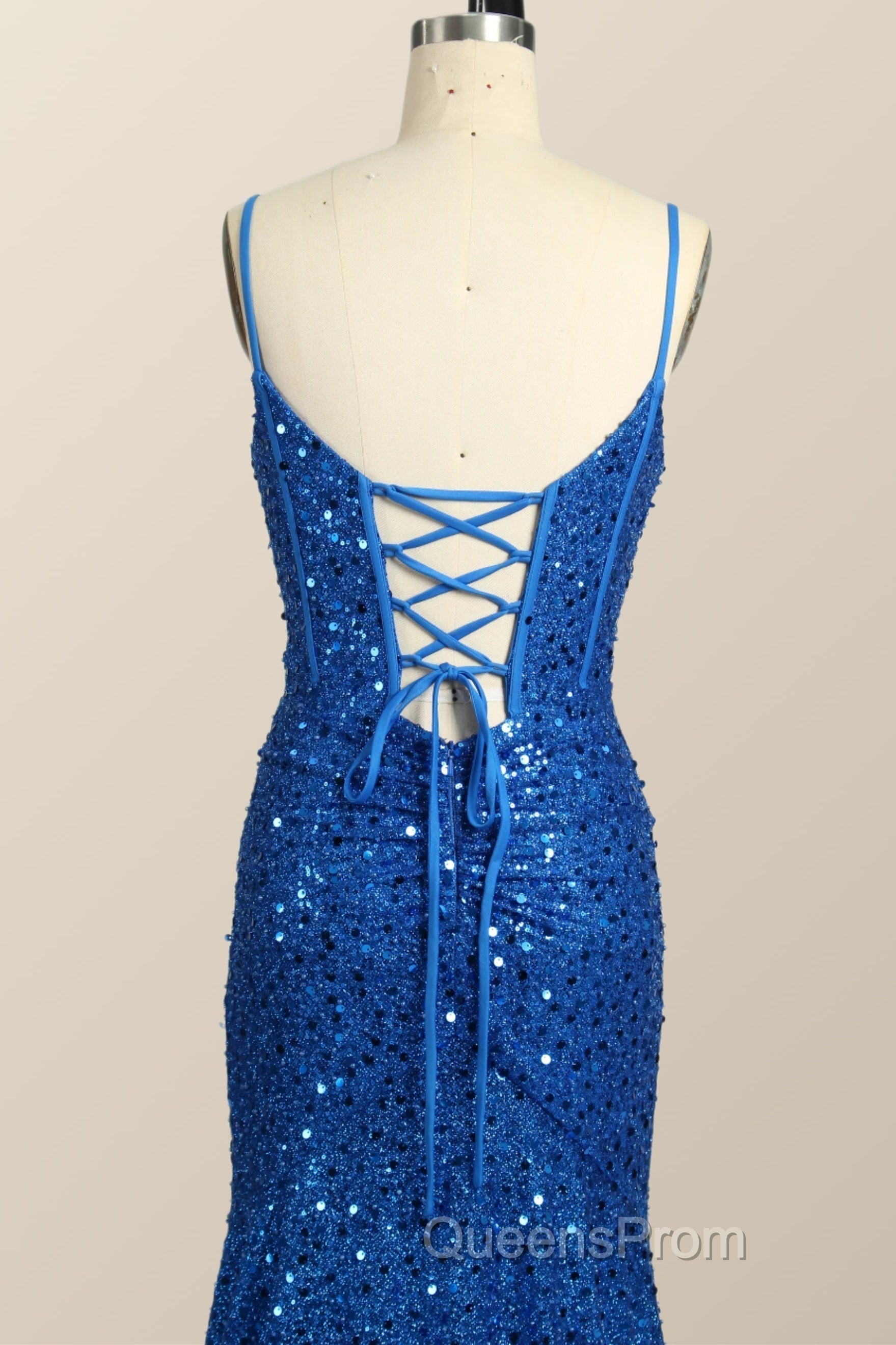 Royal Blue Sequin Mermaid Long Evening Prom Dress