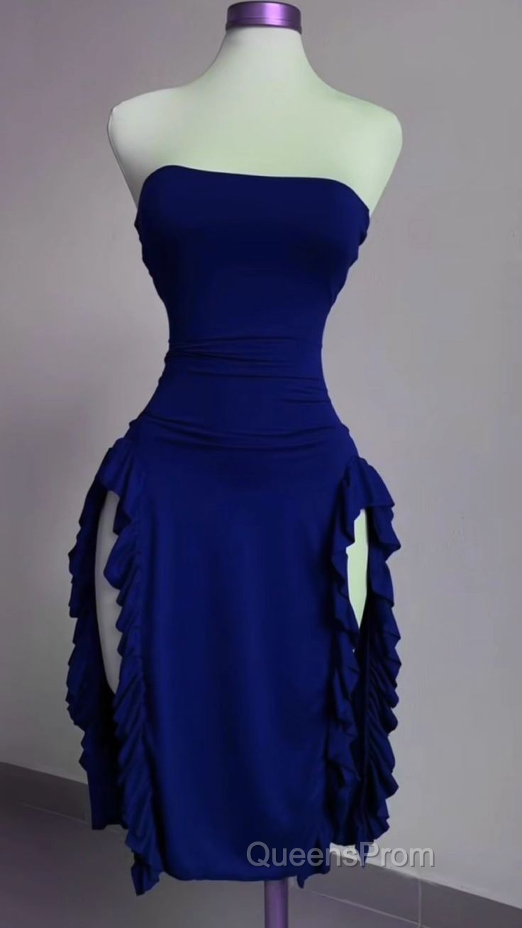 Strapless Midi Length Ruffle Evening Prom Dress Sexy Evening Dress Secondary image