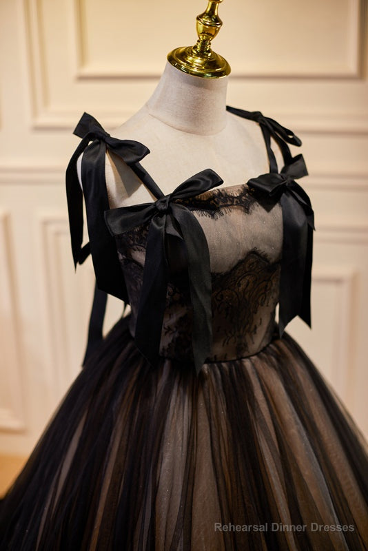Black Sleeveless Ball Gown Tulle Long Prom Dresses Secondary image