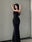 Spaghetti Strap Cowl Neck Plain Ruched Mermaid Evening Dress