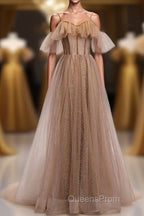 Formal Long A-line Tulle Evening Prom Dress Lace Up Simple Evening Dress
