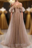 Formal Long A-line Tulle Evening Prom Dress Lace Up Simple Evening Dress