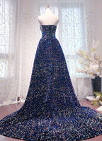 Chic Long Strapless Sparkly Tight Evening Prom Dress Formal Party Dress