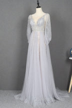 Amazing Long Gray Beading Evening Prom Dress Modest Evening Gowns