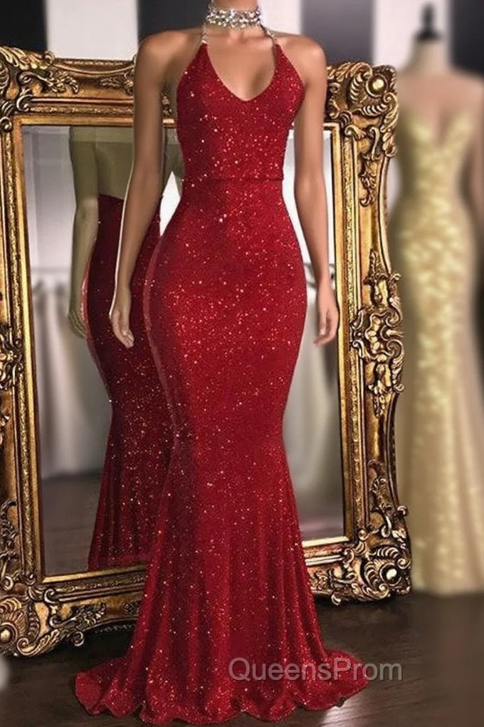 Glitter Halter Sheath Backless Long Evening Prom Dress Fashion Dress Main image