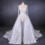 Long Sleeves Simple Elegant Wedding Dress Lace Wedding Gowns
