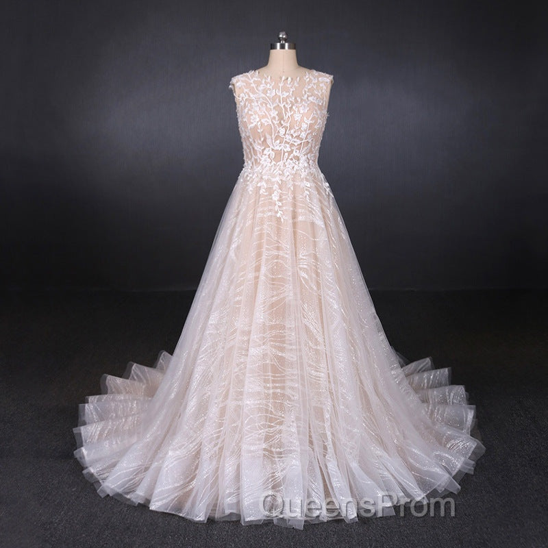 Gorgeous Long Backless Wedding Dress Ivory Lace Wedding Gowns