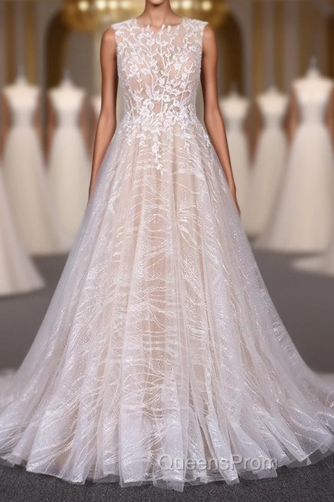 Gorgeous Long Backless Wedding Dress Ivory Lace Wedding Gowns Main image