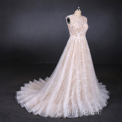 Gorgeous Long Backless Wedding Dress Ivory Lace Wedding Gowns