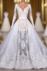 Elegant Long Sleeves Lace Wedding Dress Beautiful Bridal Dress