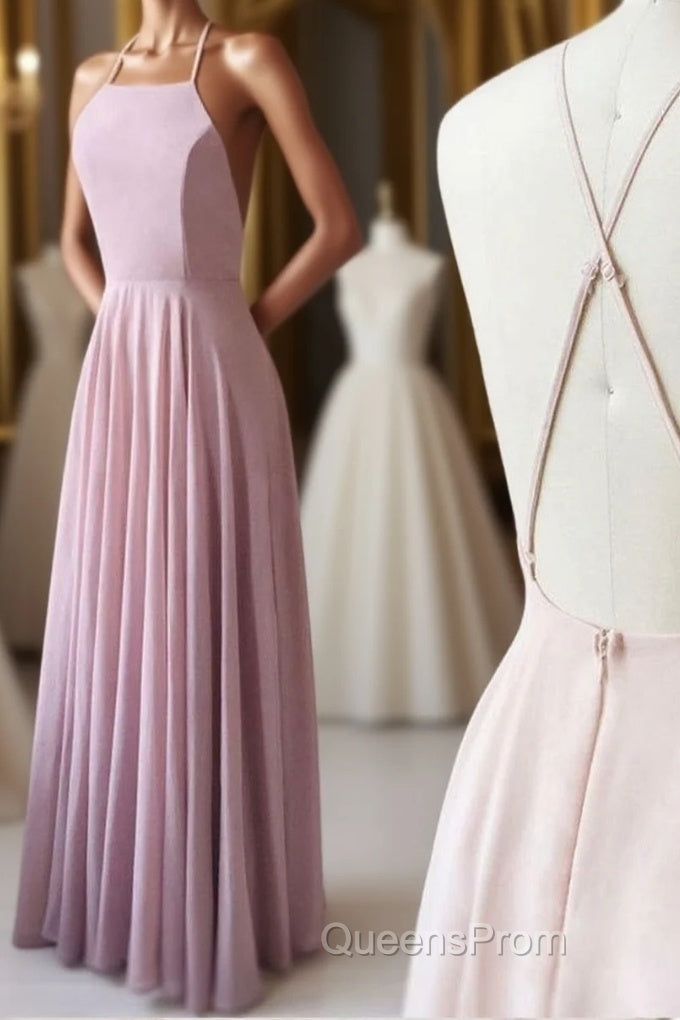 Cute Spaghetti Straps Sleeves Simple Long Evening Prom Dress For Girls Main image