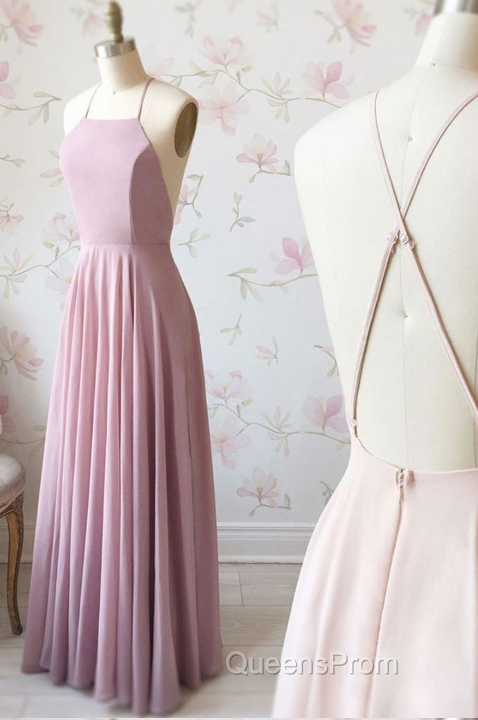 Cute Spaghetti Straps Sleeves Simple Long Evening Prom Dress For Girls