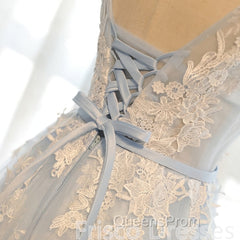 Ivory And Light Blue Long A-line Lace Up Cute Evening Prom Dress Party Dress