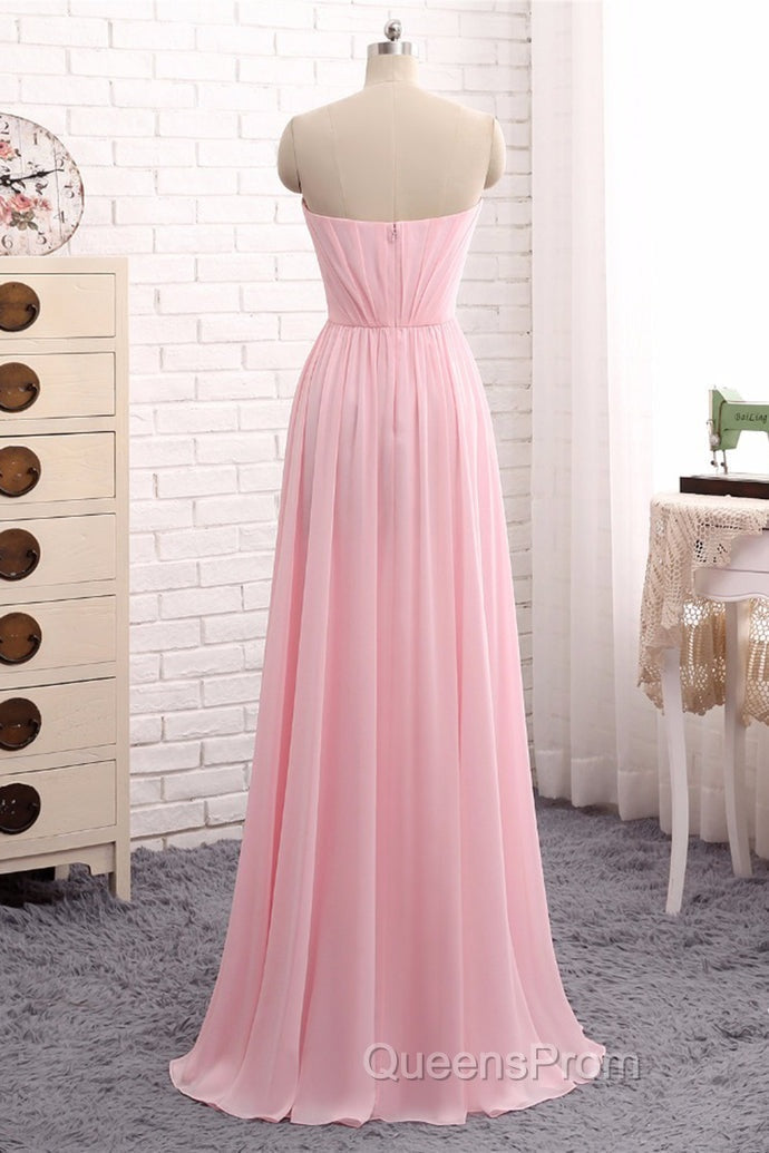 Elegant Strapless A-line Pink Chiffon Long Evening Prom Dress Girly Dress Secondary image