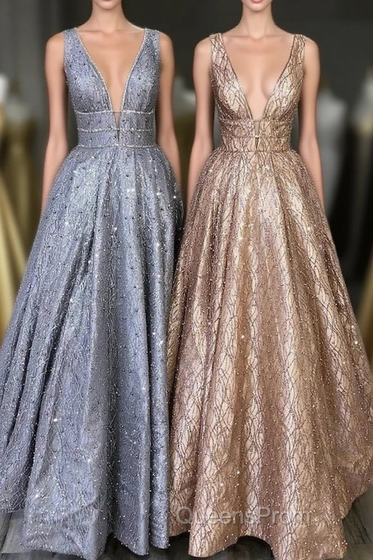 Amazing Unique V-neck Long Evening Prom Dress Gorgeous Modest Floor Length Party Dress Main image