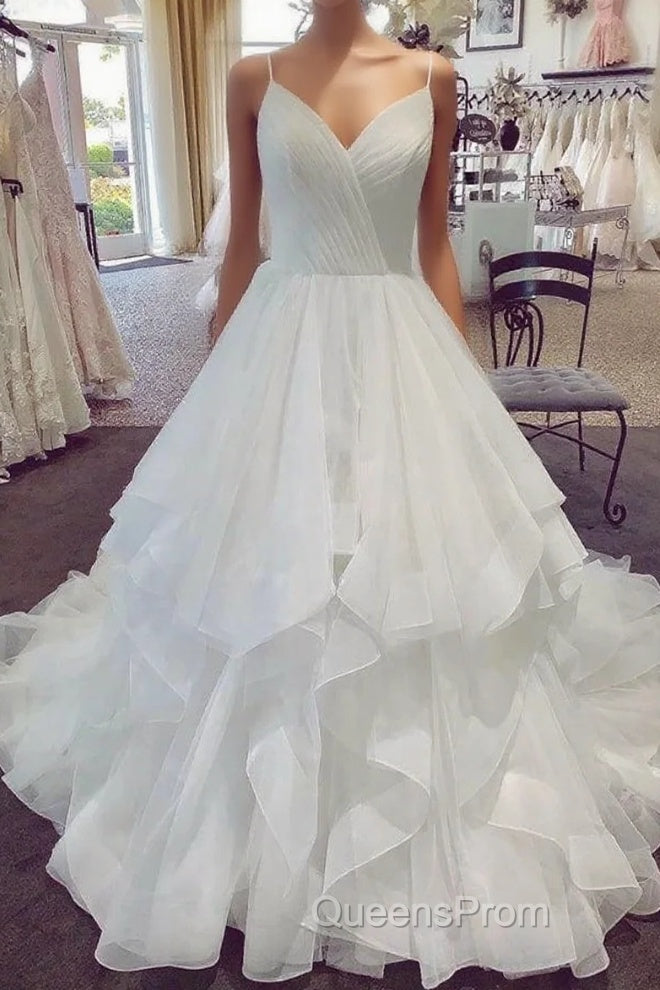Charming Spaghetti Straps Long Ball Gown Lace Up Wedding Dress Main image