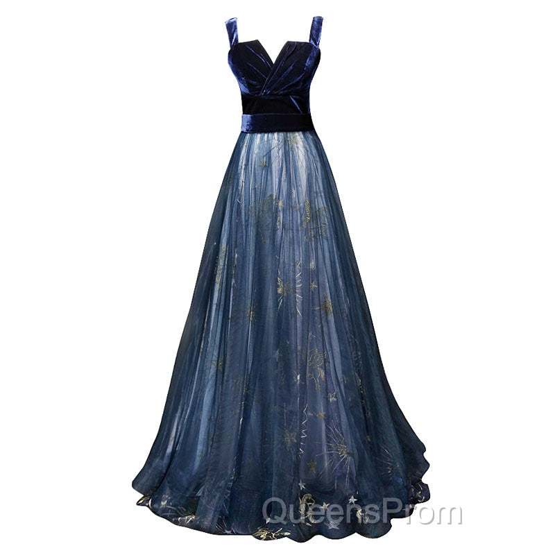 Elegant Long Lace Up Velvet Tulle Evening Prom Dress Modest Party Gowns