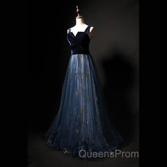 Elegant Long Lace Up Velvet Tulle Evening Prom Dress Modest Party Gowns