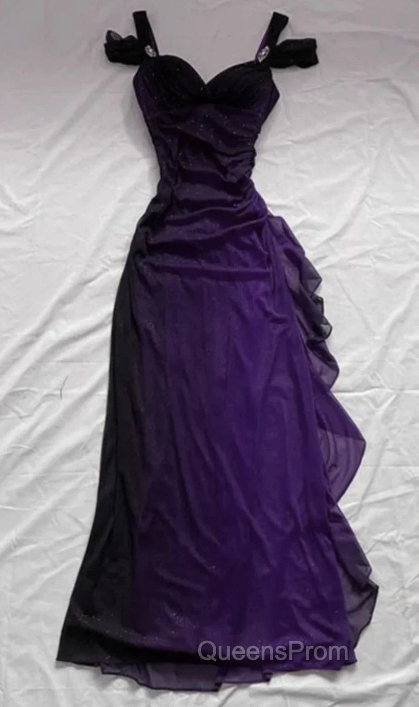 Purple A-line Chiffon Long Party Dress Evening Prom Dress, Purple Chiffon Evening Dress Main image