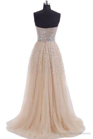 Fairytale Glitter Champagne Bling Strapless Long Prom Dress Secondary image