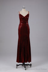 Mermaid Sequins Spaghetti Straps Long Bridesmaid Dresses