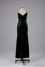 Mermaid Sequins Spaghetti Straps Long Bridesmaid Dresses