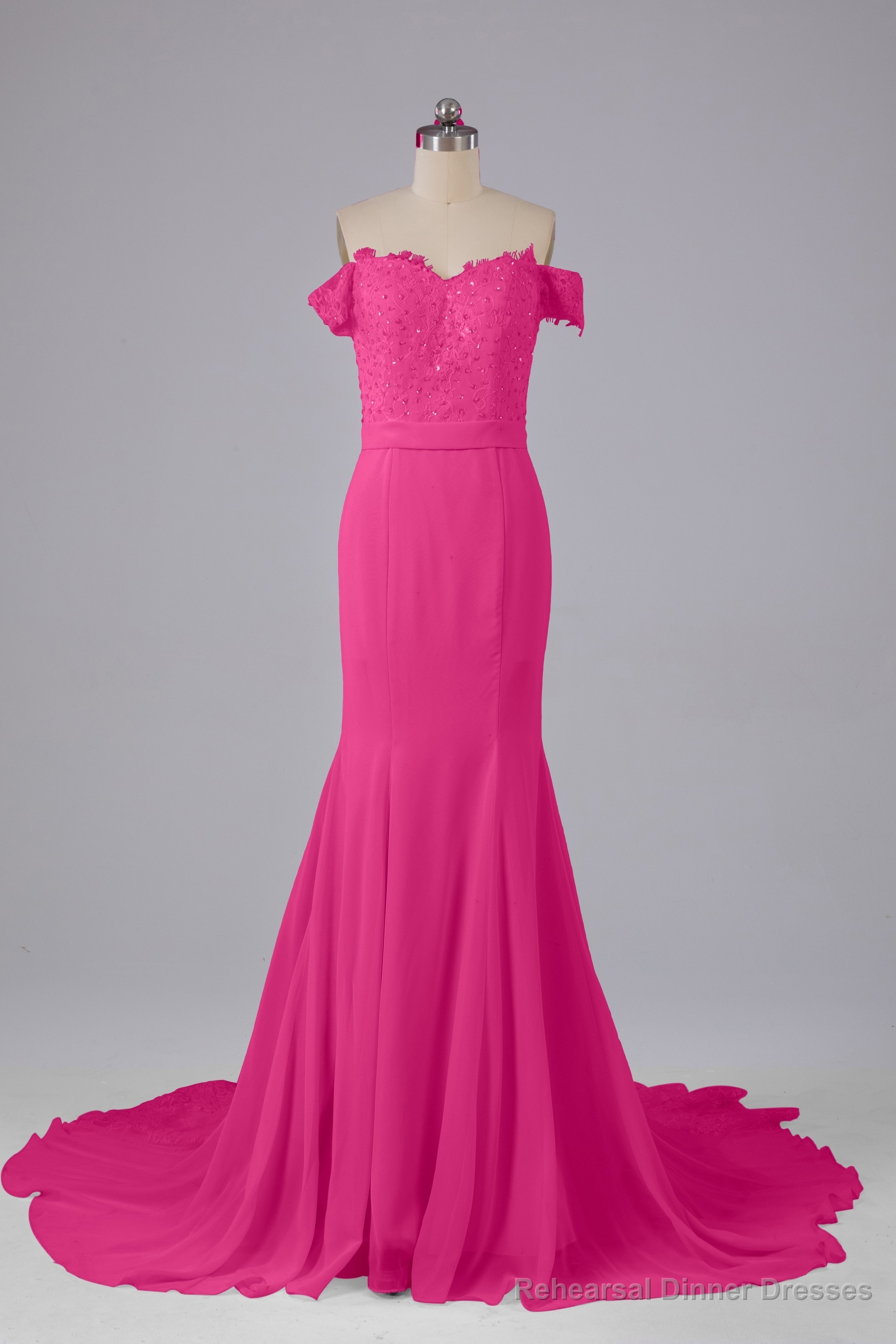 Off The Shoulder Hourglass Court Train Bridesmaid Dresses Main image