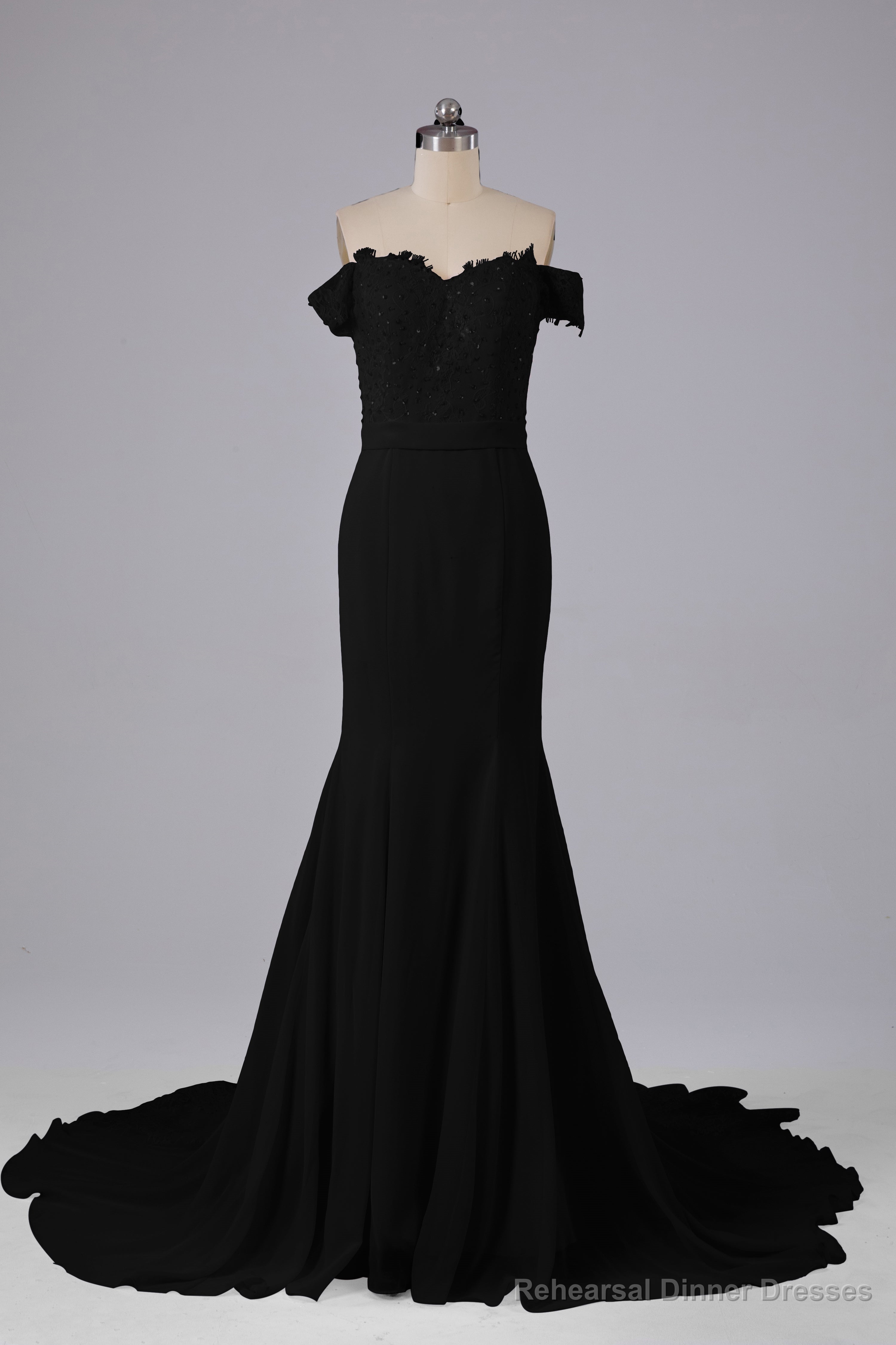 Off The Shoulder Hourglass Court Train Bridesmaid Dresses Secondary image