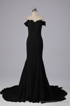 Off The Shoulder Hourglass Court Train Bridesmaid Dresses