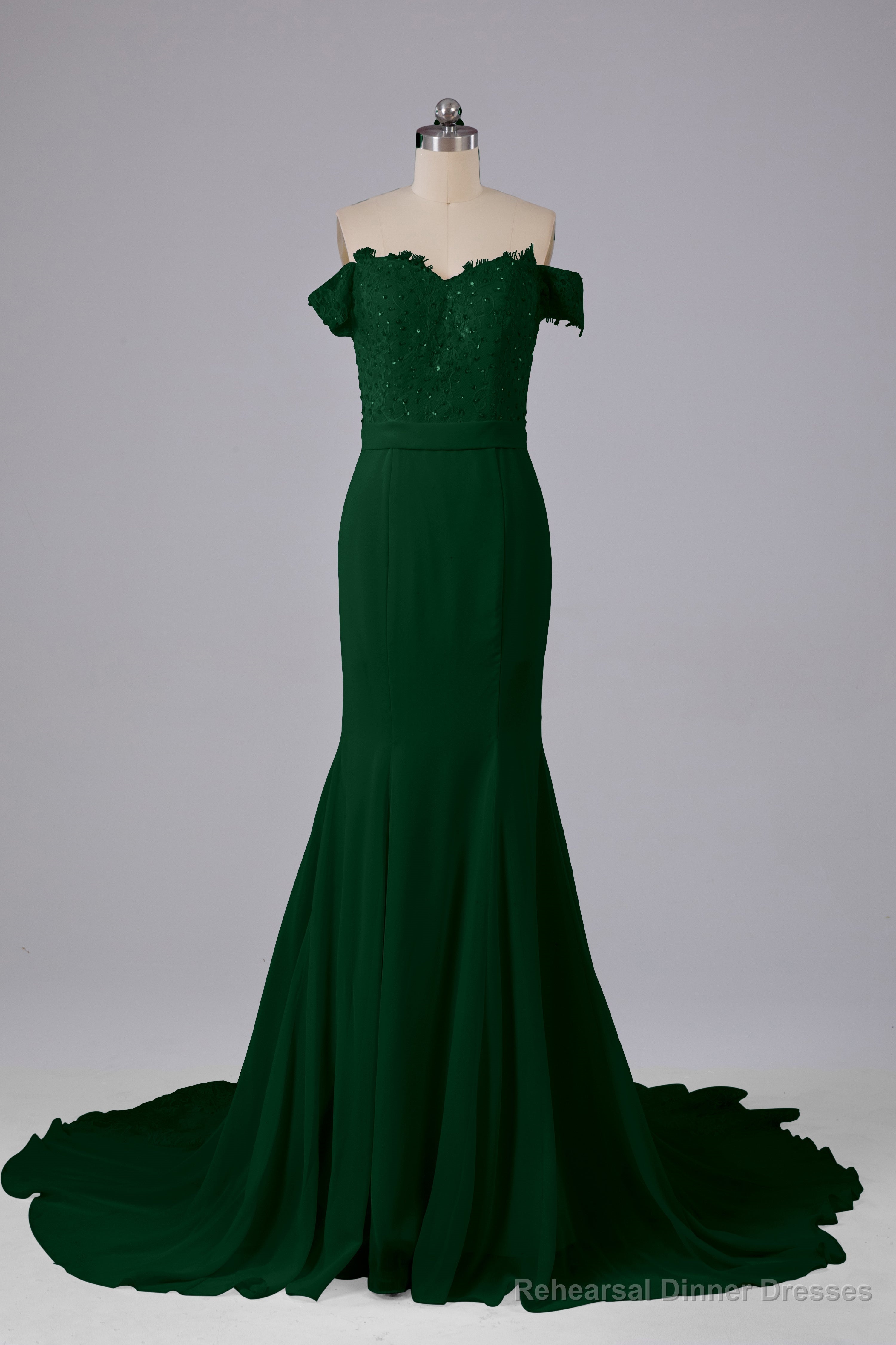Off The Shoulder Hourglass Court Train Bridesmaid Dresses