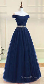 Off Shoulders Red Tulle Floor Length Evening Prom Dress