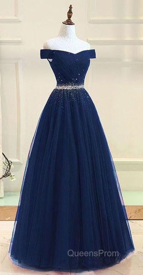 Off Shoulders Red Tulle Floor Length Evening Prom Dress