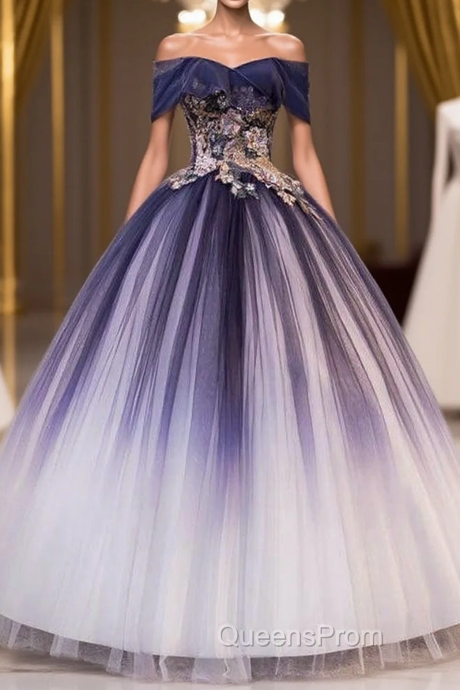 Ombre Ball Gown Evening Prom Dress Quinceanera Dress with Delicate Gold Appliques Main image