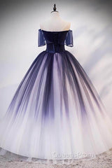 Ombre Ball Gown Evening Prom Dress Quinceanera Dress with Delicate Gold Appliques