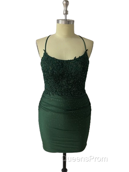 Spaghetti Straps Open Back Short Homecoming Dress