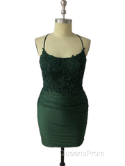 Spaghetti Straps Open Back Short Homecoming Dress