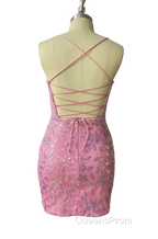 Cute Bodycon V Neck Blue Lace Homecoming Dress
