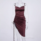 New Satin Green Evening Prom Dress Spaghetti Strap Party Evening Dress