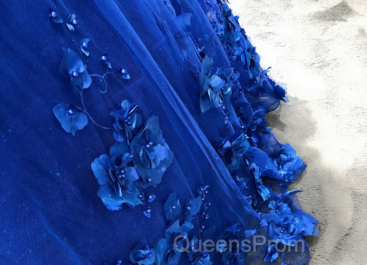 Royal Blue Quinceanera Dress Ball Gown With Appliques Flowers Princess Sweet 16 Dress