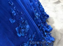 Royal Blue Quinceanera Dress Ball Gown With Appliques Flowers Princess Sweet 16 Dress