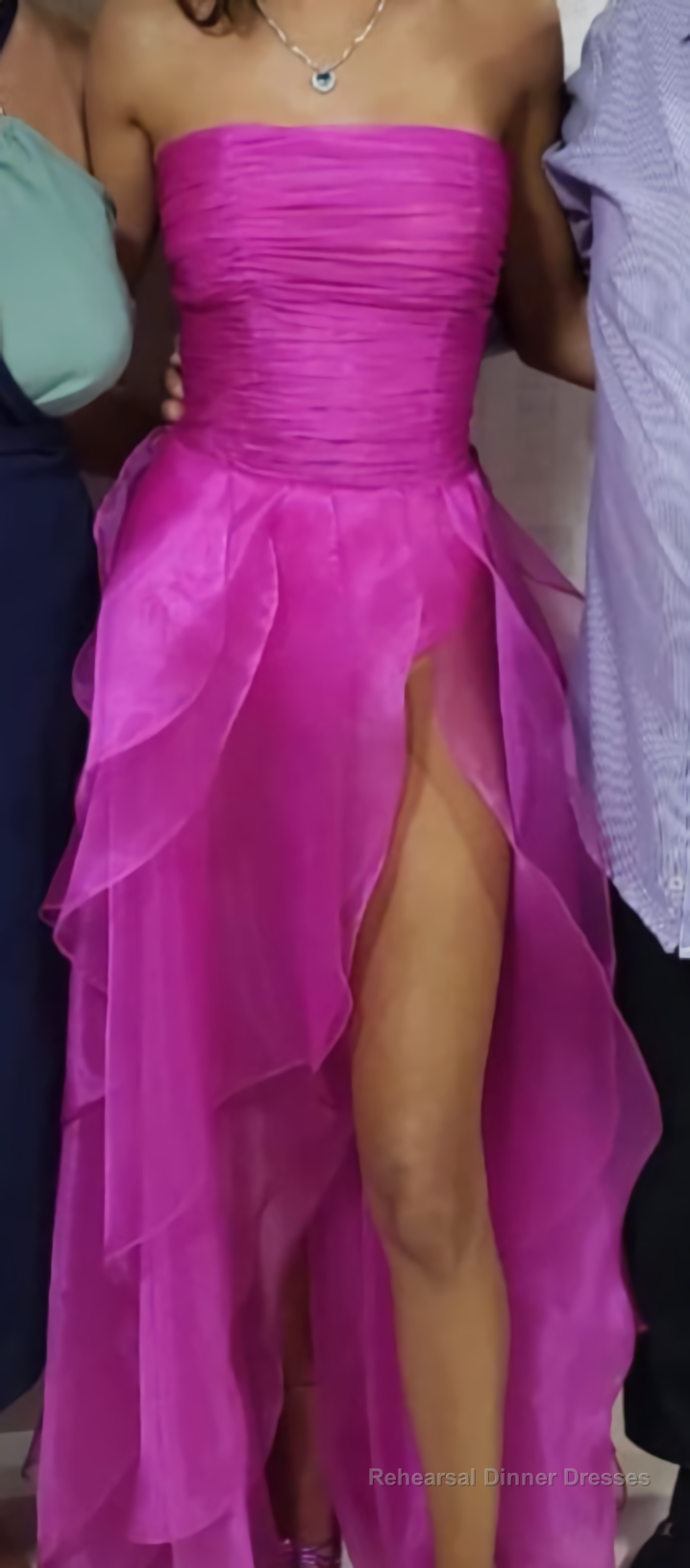 Hot Pink Simple evening dresses long prom dress Main image