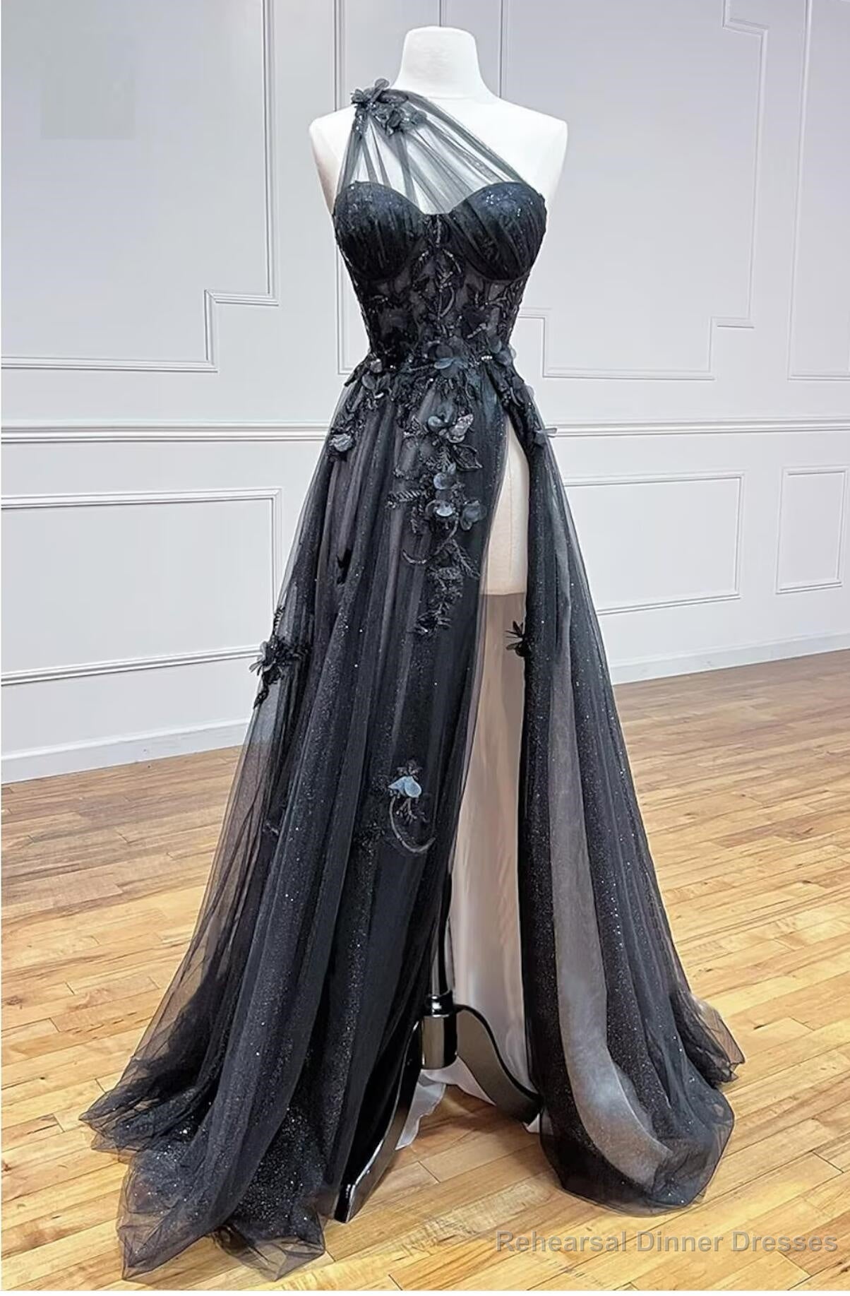 Prom Dresses Block Dress Forma Sleeveless One Shoulder Tulle Backless with Pleats Appliques Main image