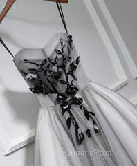 Gray Tulle Short A Line Evening Prom Dress, Homecoming Dress