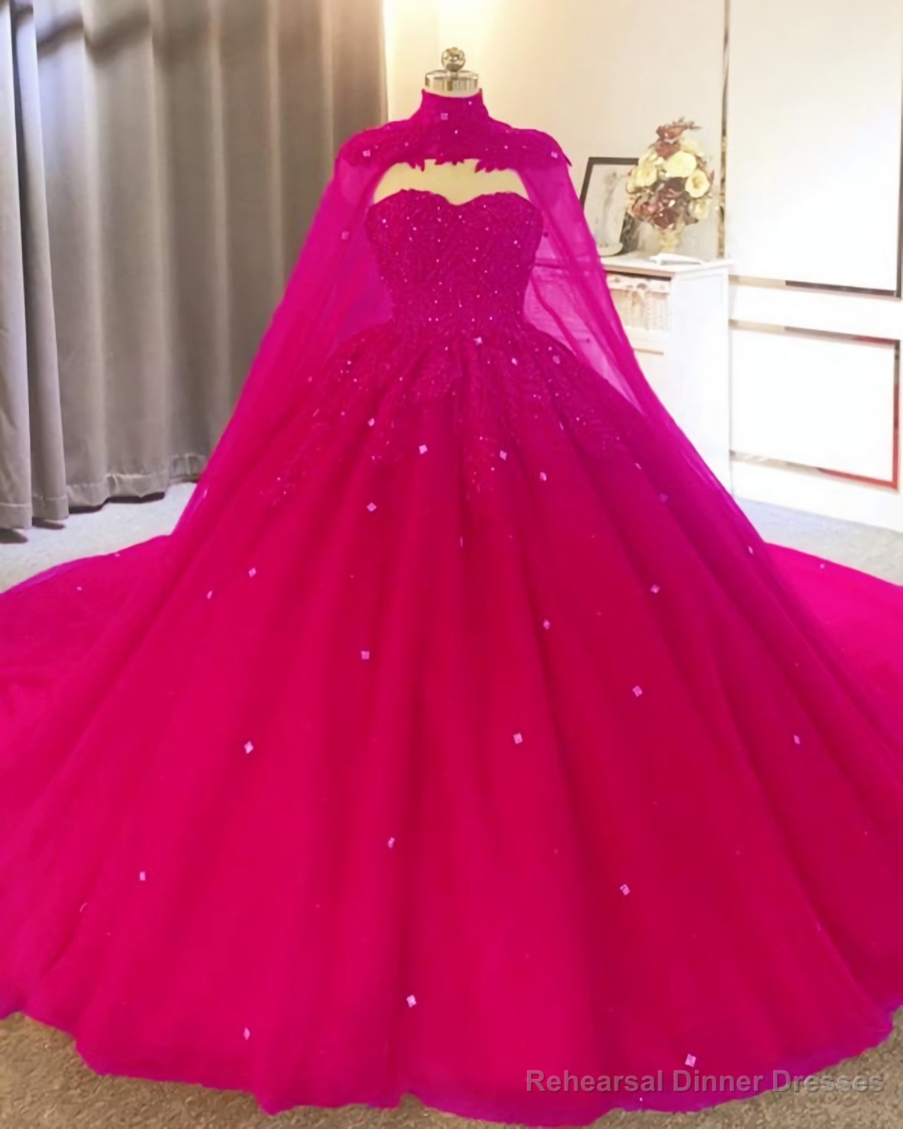 Tulle Ball Gown Quinceanera Dresses, With Cape
