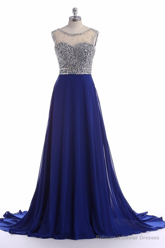 Royal Blue Chiffon Evening Dress Long Prom Dress Main image