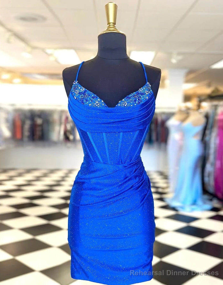 Gorgeous Spaghetti Straps Short Glitter Hoco Party Dress Main image