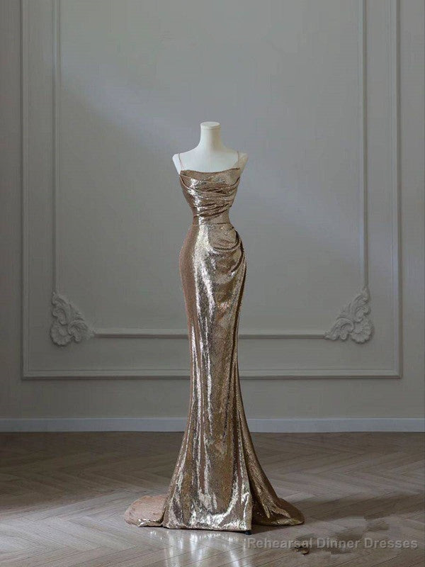 Modest Mermaid Sequin Long Prom Dresses Formal Graduation Party Dress Evening Dress Main image